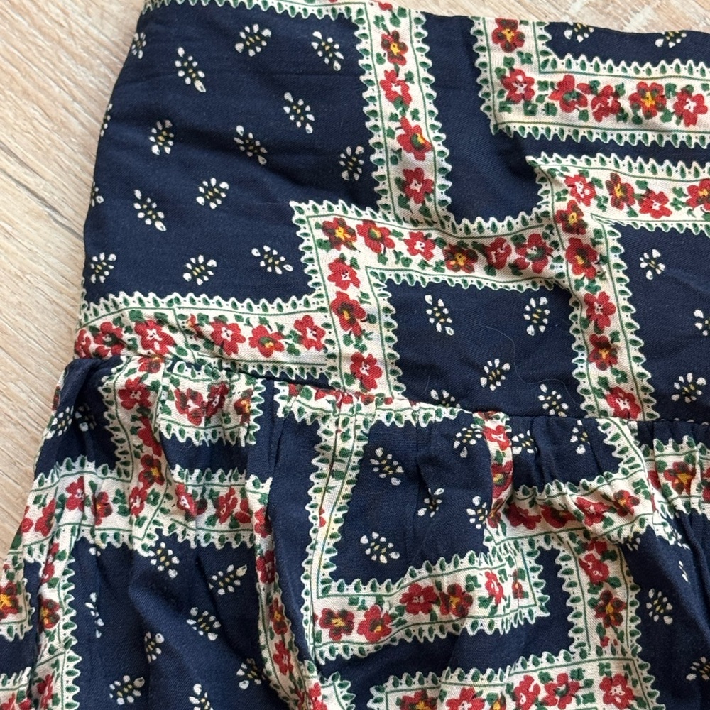 NATURAL LIFE Navy and Red Floral Maxi Skirt